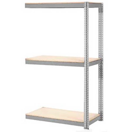 GLOBAL INDUSTRIAL Expandable Add-On Rack 48x24x84 3 Level Wood Deck 1500 lb. Cap Per Level GRY B2297239